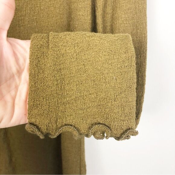MADEWELL TEXTURE & THREAD | Dark Green Mockneck Lettuce Trim Top Women’s Size S - Picture 7 of 12